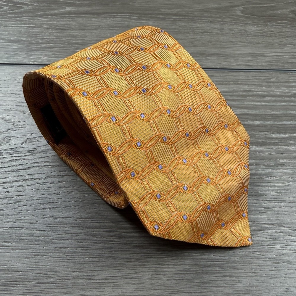 Robert Talbott‎ Men's Best Of Class Silk Geometric Neck Tie Orange 4"x58"